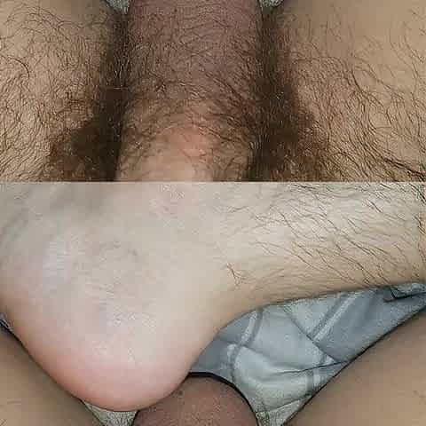 Masc femboy bangs her own feet (self footjob)