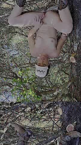 Redhead Finger Bangs Vagina in Tree