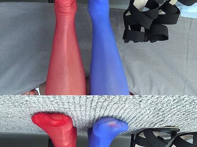 I Pee on My Feet in Colorful Stockings