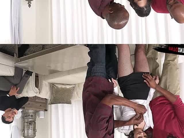 Cuckold bf watches his petite gf sucking bbcs and get analed