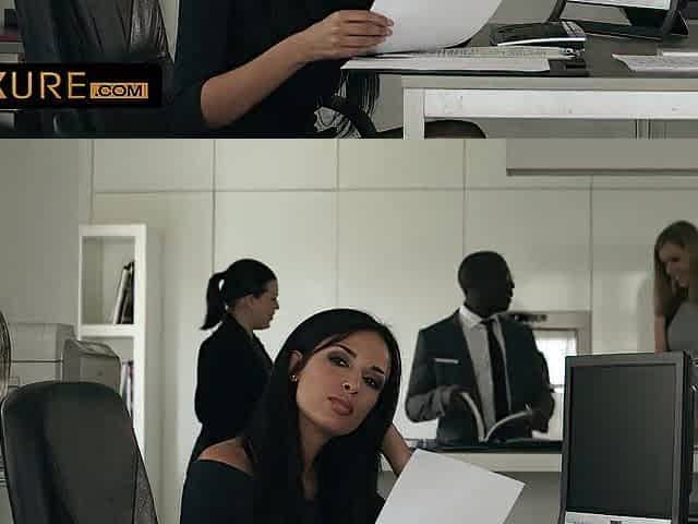 The breasty secretary asks for a double penetration