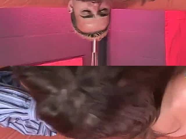 Double permeated brunette hair mother I'd like to fuck wears red nylons and groans in joy