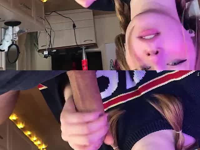 Student angel gently sucks and likes cum