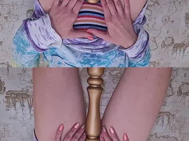 Tiny Stepsister Riding BedPost. Bizarre Insertion. Toystest
