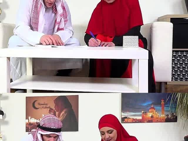 Black stockings and lace are hidden under the hijab