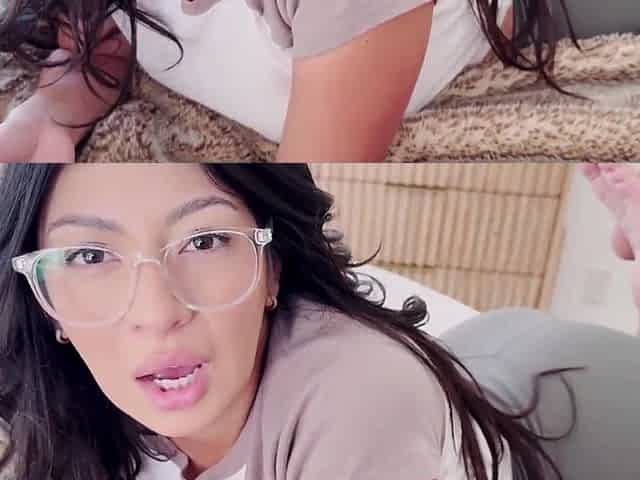 Nerdy latina step sister stops having a tight virgin pussy