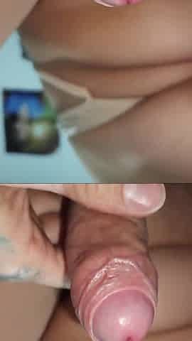 POV pretty large-breasted Latin chick with her boyfriend at home