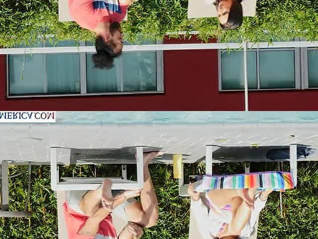 Busty Latina Lilly Hall takes neighbor's big black cock in her ass after day at the pool