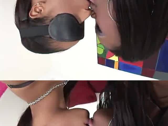 Sexy ebony lesbos in a threeway having enjoyment