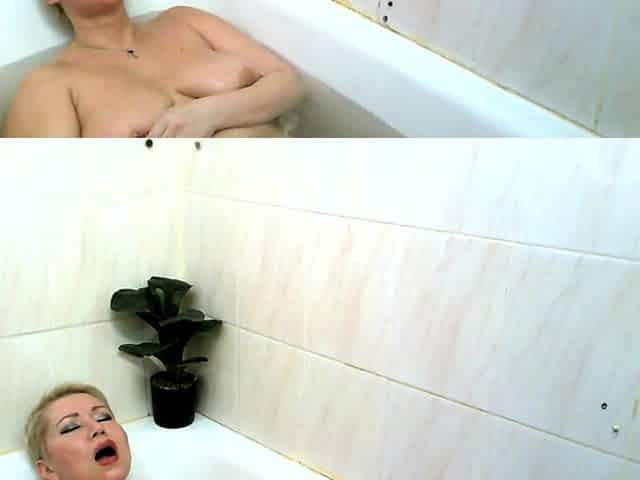 Aged Russian doxy masturbates in the shower and cums beautifully