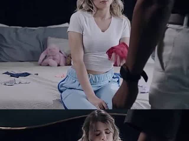 Golden-haired stepdaughter gets a wonderful pounding from ebony stepdad