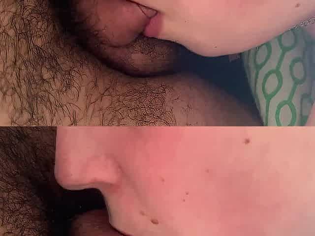 Lover sucking my thick post-op knob - sloppy FTM oral job