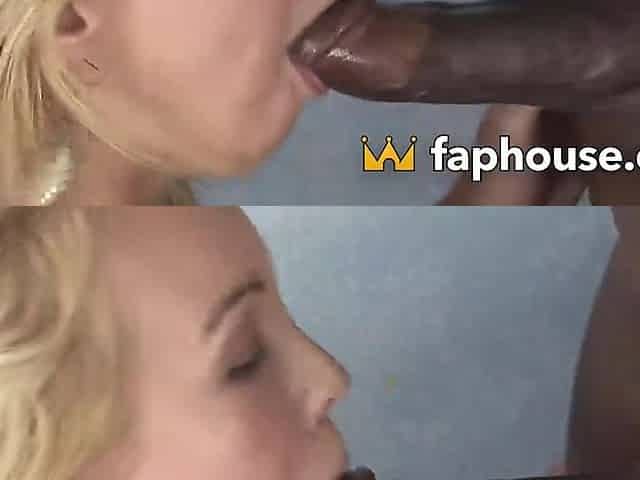 Raunchy ash-blond hair babe receives jism blast in throat