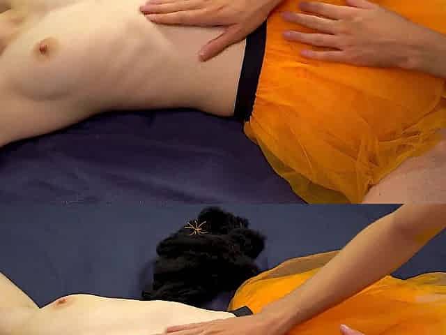 Halloween pumpkin oil massage make shaking squirt climax