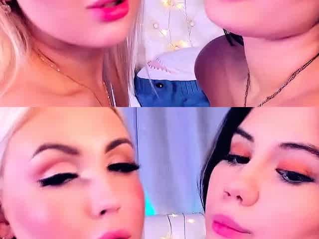 Nasty brunette and blonde teen babes