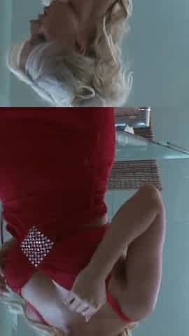 Cindy Dollar Strips Out Of Her Red Dress And Works Her Twat With A Powerful Vibe