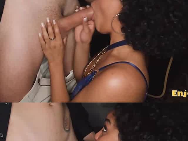 Interracial fuck with perfect ebony babe in blue lingerie