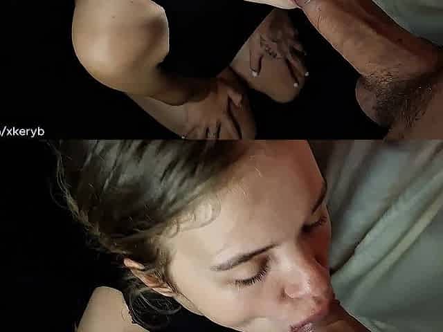 Russian blond gave a oral-job in the forest and left, showing her booty! I'm happy about this!