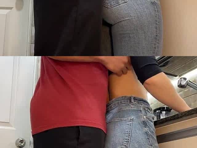 My Maid lets me Cum on her Butt whilst this babe Cleans the Kitchen (FREE USE)