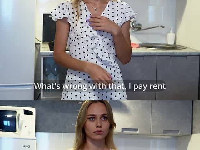 Flat chested Russian bitch pays rent with her holes.