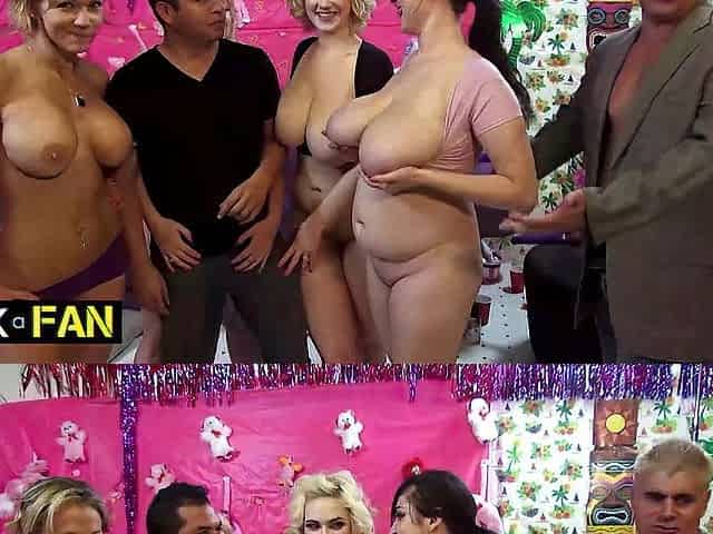 Favourable Fan Carlos Enjoys Four Large Tit Sweethearts Riding Him!
