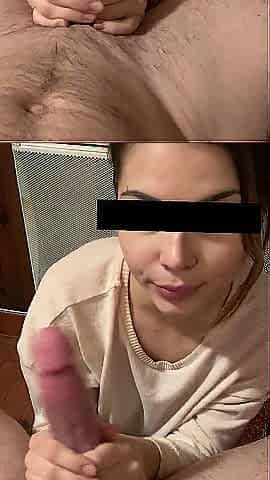 ribald talking ardent cock sucker swallows dad's cum