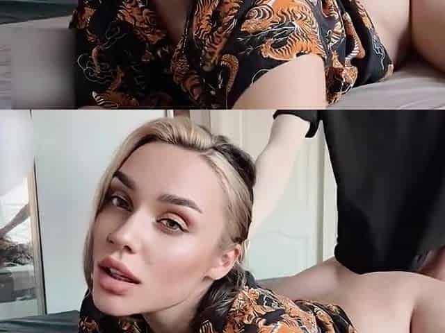 Hot Russian Girl with Big Ass Gives a Slobbery Blowjob