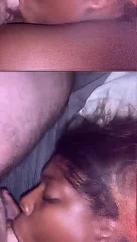 Squirting ebony angel gets excited after sucking wang