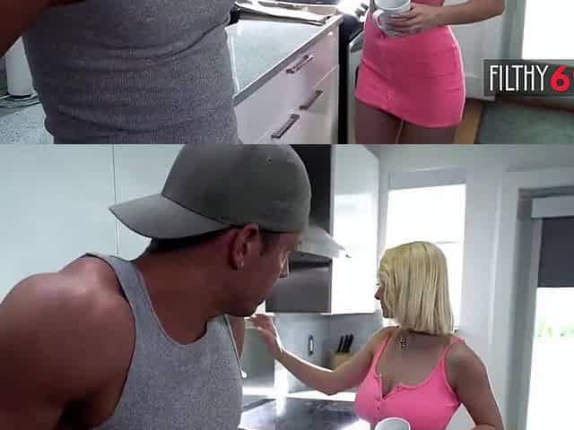 Curvy stepsister screwed in the kitchen
