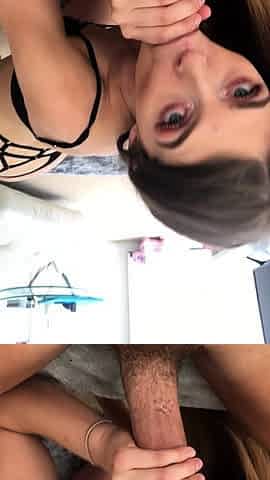 Slut gives wam deep throat pov blowjob and handjob