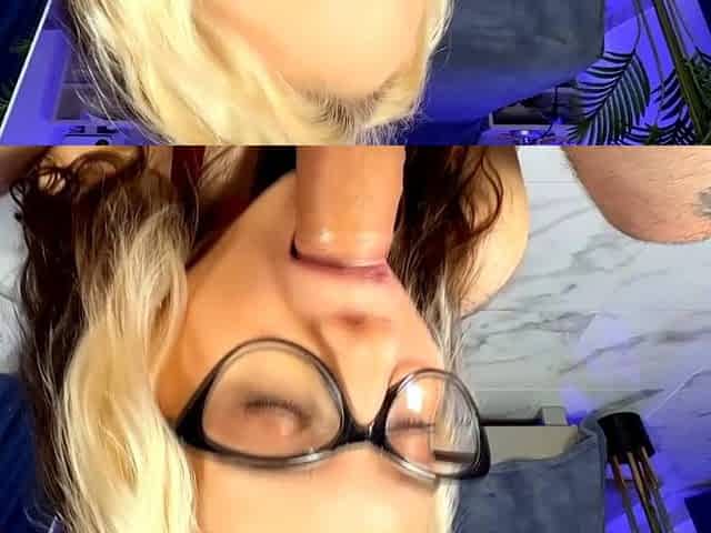 Slutty Nerdy Babe Gives Sloppy Blowjob