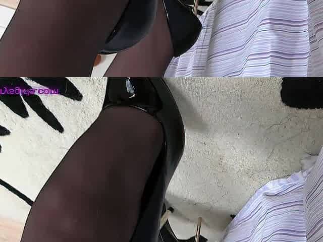 Sadie starlight in sheer ebony watch throughout tights with no knickers toying