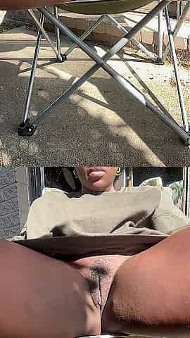 Playing with myself outside and I nearly got caught by my neighbour