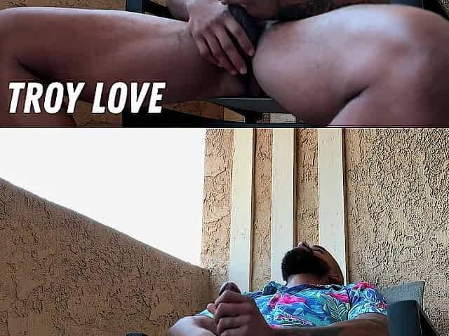 Public wanking and cumming on a hotel balcony. [Clip# 97]