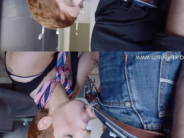 Juicy redhead Kimberly riding a big cock