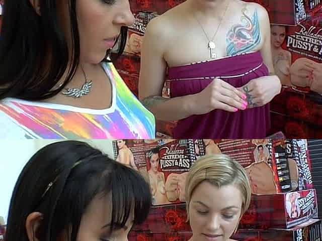 Blonde and brunette lesbians licking and sucking pussy