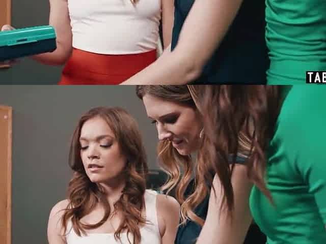 Nasty mother I'd like to fuck lesbos double permeating a tiny titted whore