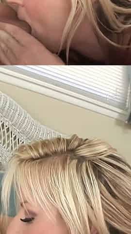 MIlf blonde bitch gets cum on her face