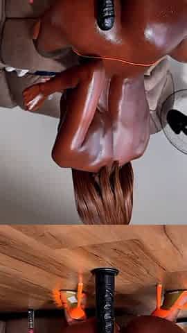 Hawt black wench cum on penis