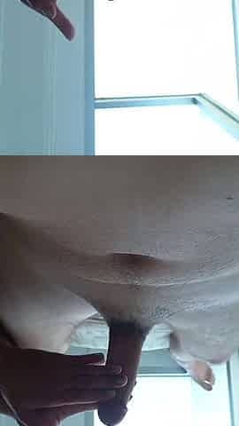 Edging Handjob Facing the Sea by Hot Asian MILF with Sparkly Silver Nails - Ocean View Massive Cum on Belly POV