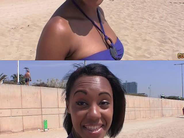 Big white cock is exactly what the cute black girl craves