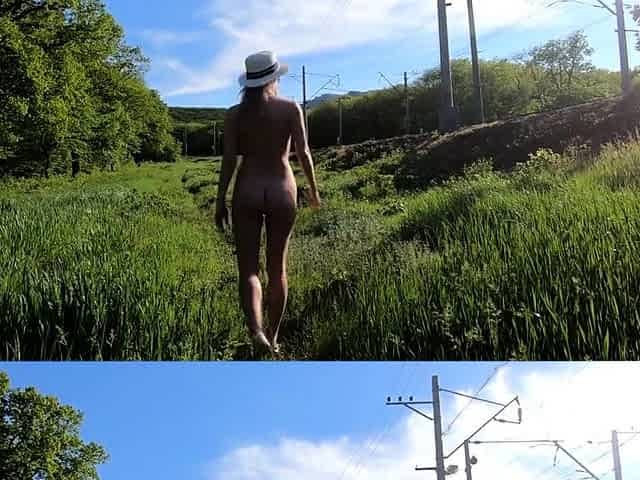 Exhibitionist Blonde Teen Walks Through Abandoned Buildings