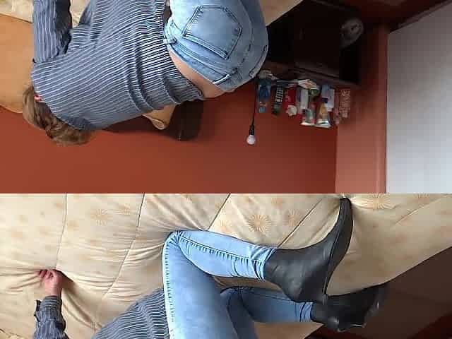 Stepson is very lustful and I allow him to cum in my butt with his jeans on