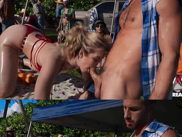 Lucas Frost And Cheerleader Kait In Partying In The Bush