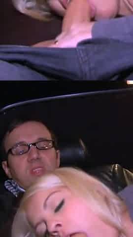 Hot pick up girl blows up huge cock and fucks inside the car