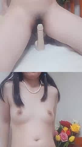 Asian Hana Sexy in White Dress You Can See Throw Her Small Tit and Hairy Pussy