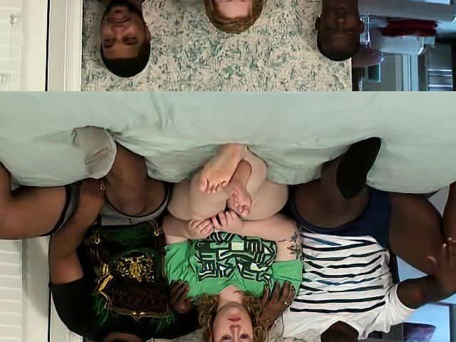 Chubby amateur gets stuffed by two big black cocks