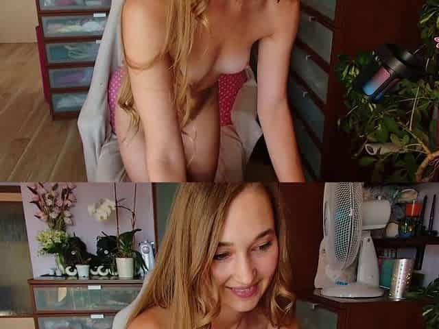 Tanned teen stretches her pussy in webcam solo