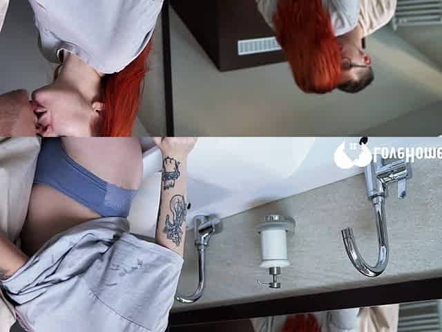 Drilling a steamy redhead roommate in the shower