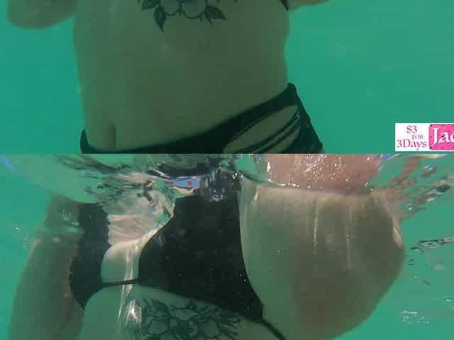 Hot blonde roaming around public beach in bikini and fucking